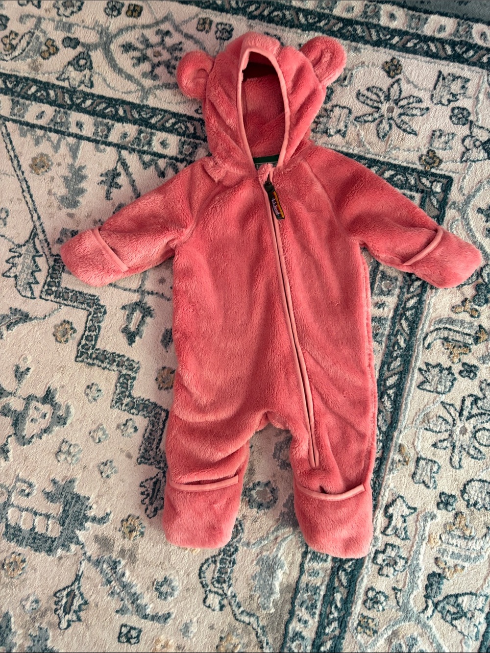 L.L. Bean Teddy Bear Suit in Pink, Hi-Pile Fleece Bunting, Field Rose